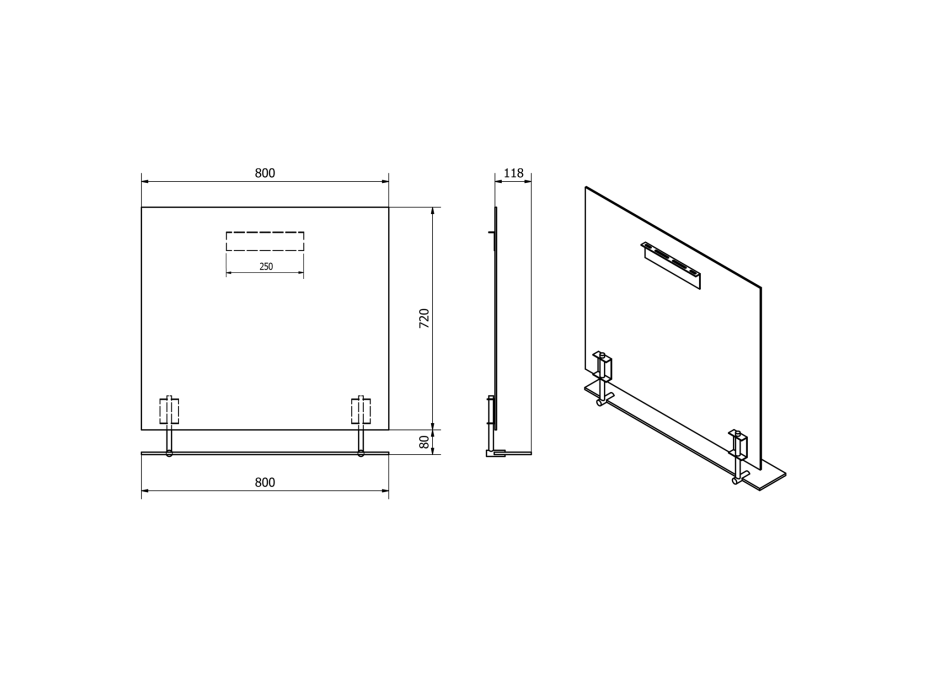 Sapho WEGA zrcadlo s policí 800x800mm, černá mat 60092-8B