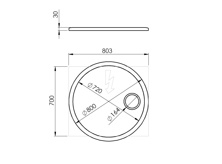 Sapho FLOAT kulaté zrcadlo s LED podsvícením ø 80cm, kosm.zrcátko, senzor, 3500-6500K, bílá FT800