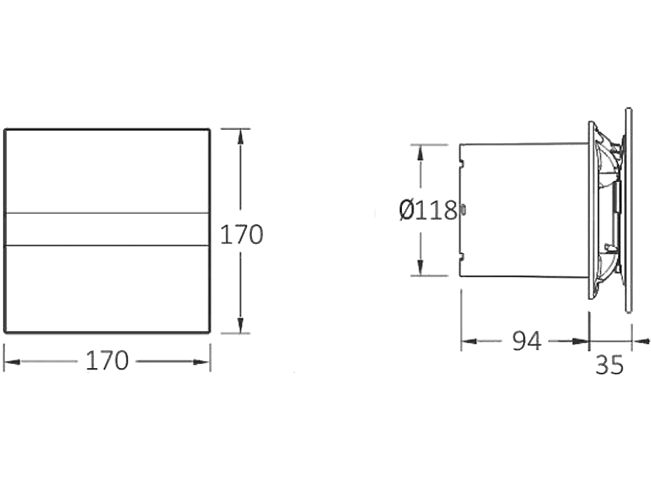 Cata E-120 GTH koupelnový ventilátor axiální s automatem, 6W/11W, potrubí 120mm, bílá 00901200