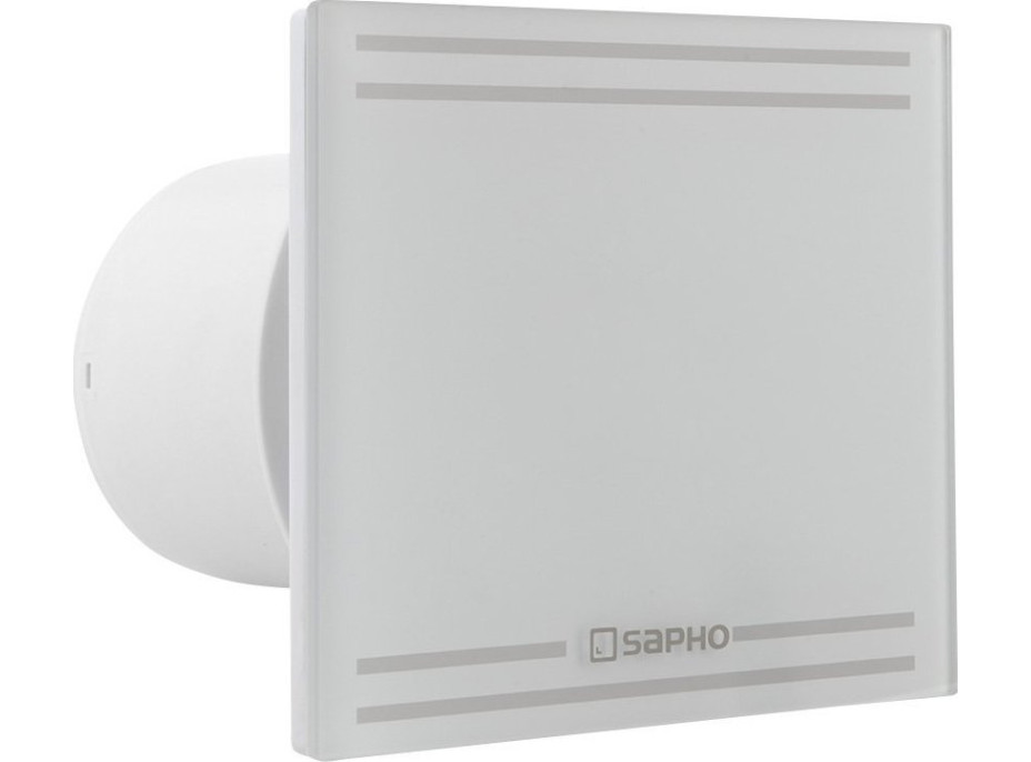 Sapho GLASS koupelnový ventilátor axiální s časovačem, 8W, potrubí 100mm, bílá GS102