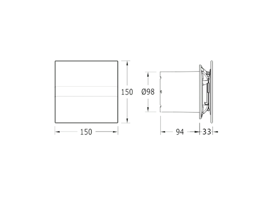 Cata E-100 GST koupelnový ventilátor axiální s časovačem, 8W, potrubí 100mm, stříbrná 00900500