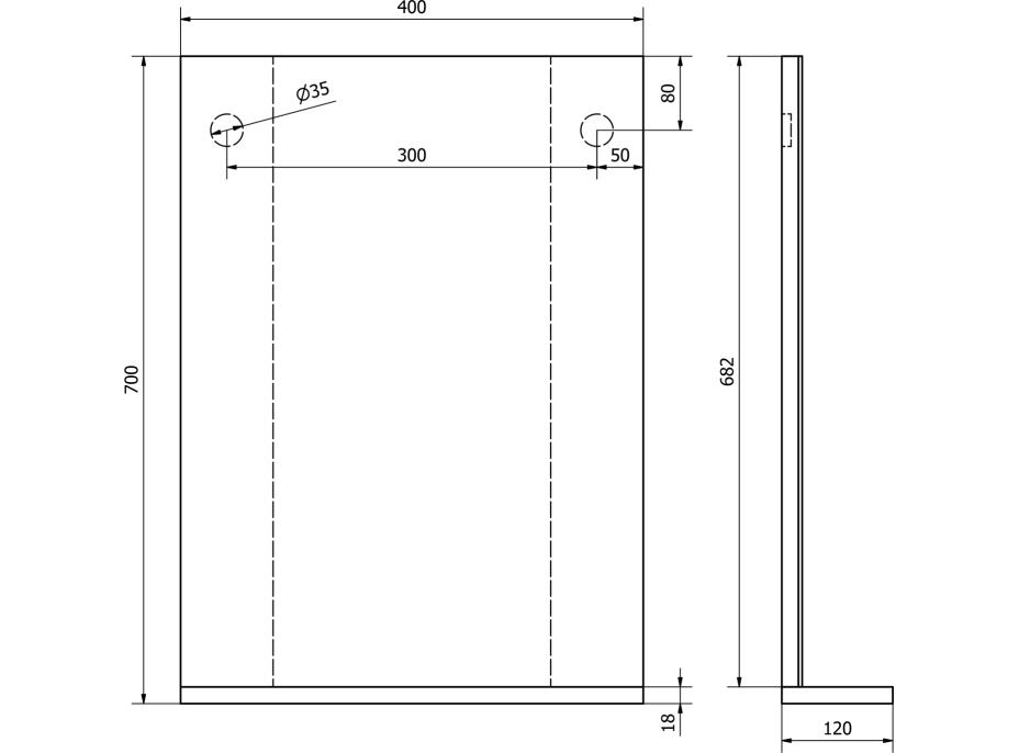 Aqualine BETA zrcadlo s policí 40x70x12cm 57395