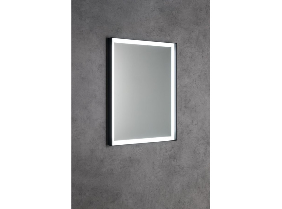Sapho SORT zrcadlo s LED osvětlením 60x80cm, senzor, 2700-6500K, černá mat ST080S
