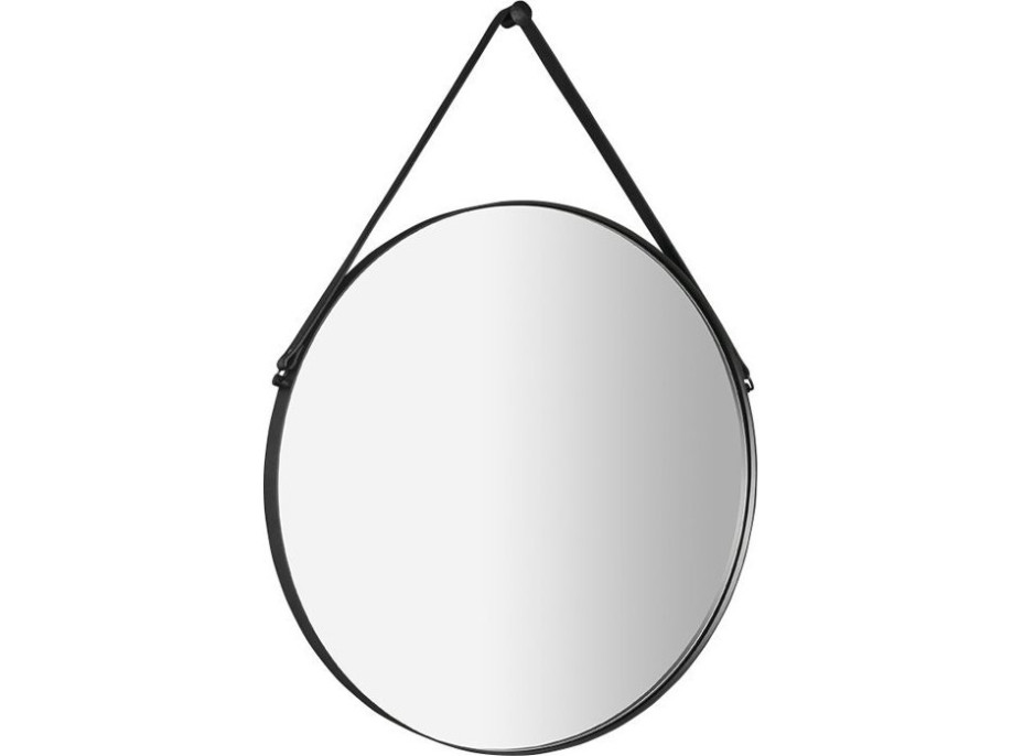 Sapho ORBITER kulaté zrcadlo s koženým páskem ø 50cm, černá mat ORT050