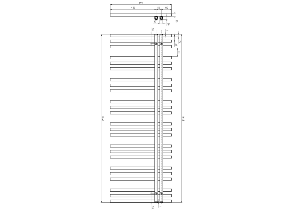 Sapho SOPHINA otopné těleso 600x1647 mm, bílá mat IR703W