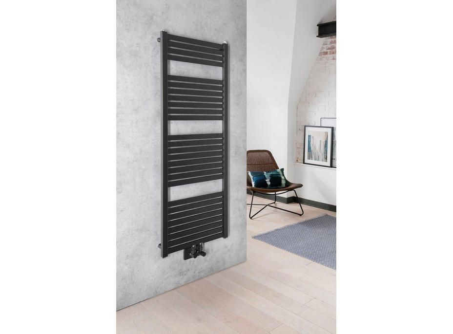Aqualine TONDI otopné těleso rovné 450x1330 mm, středové připojení, černá mat DT476T