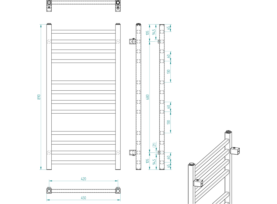 Sapho METRO otopné těleso 450x890 mm, chrom 0411-03