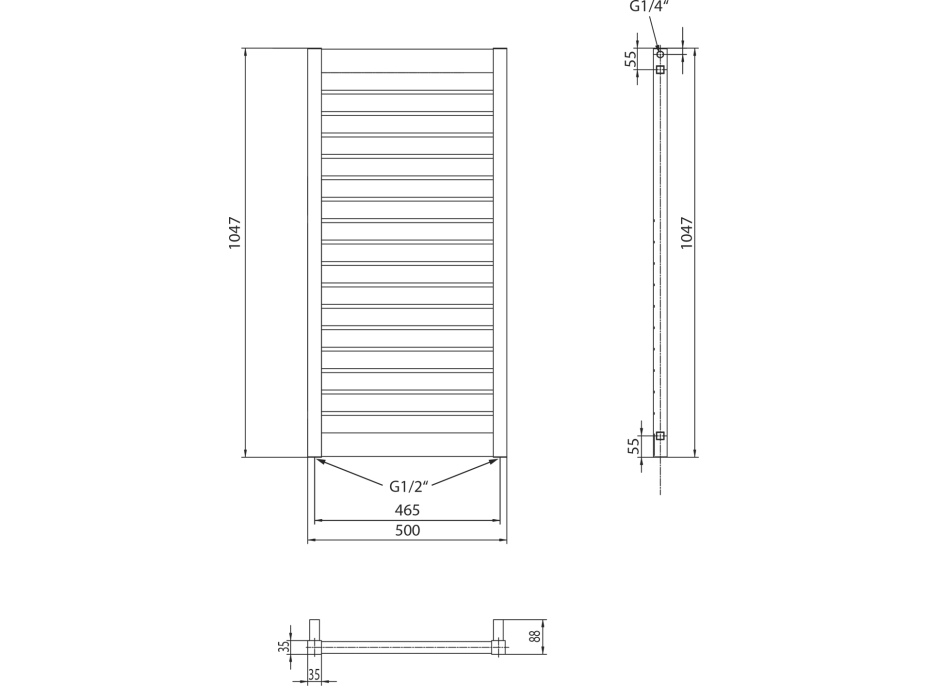 Sapho MATEO otopné těleso 500x1047mm, antracit MO502