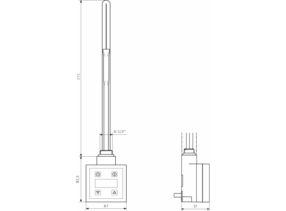 Sapho KTX topná tyč s termostatem, 600 W, černá mat KTX-B-600