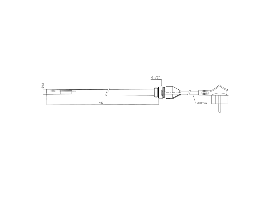 Aqualine Elektrická topná tyč bez termostatu, kroucený kabel, 500 W LT90501K