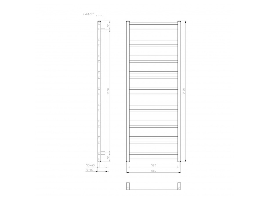 Sapho METRO DOS otopné těleso 550x1430 mm, bílá mat IR430T