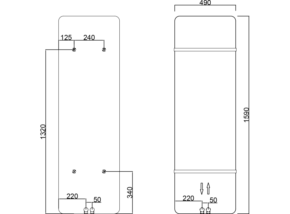 Sapho TABELLA otopné těleso 490x1590 mm, černá mat MI1547