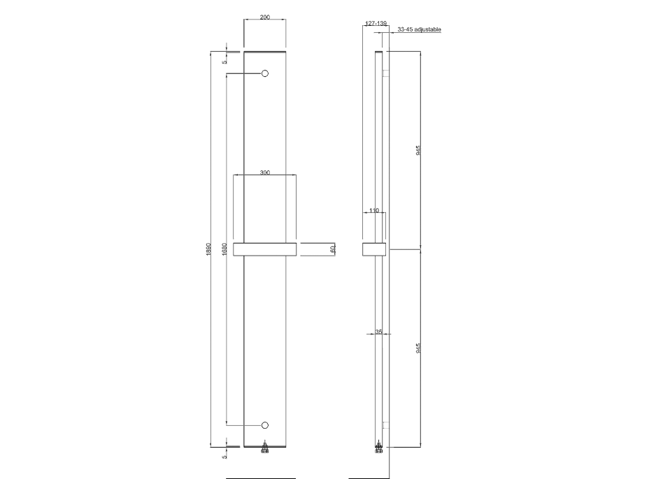 Ridea OTHELLO MONO SLIM hliníkové otopné těleso 300x1890mm, černá mat 2301189030SN