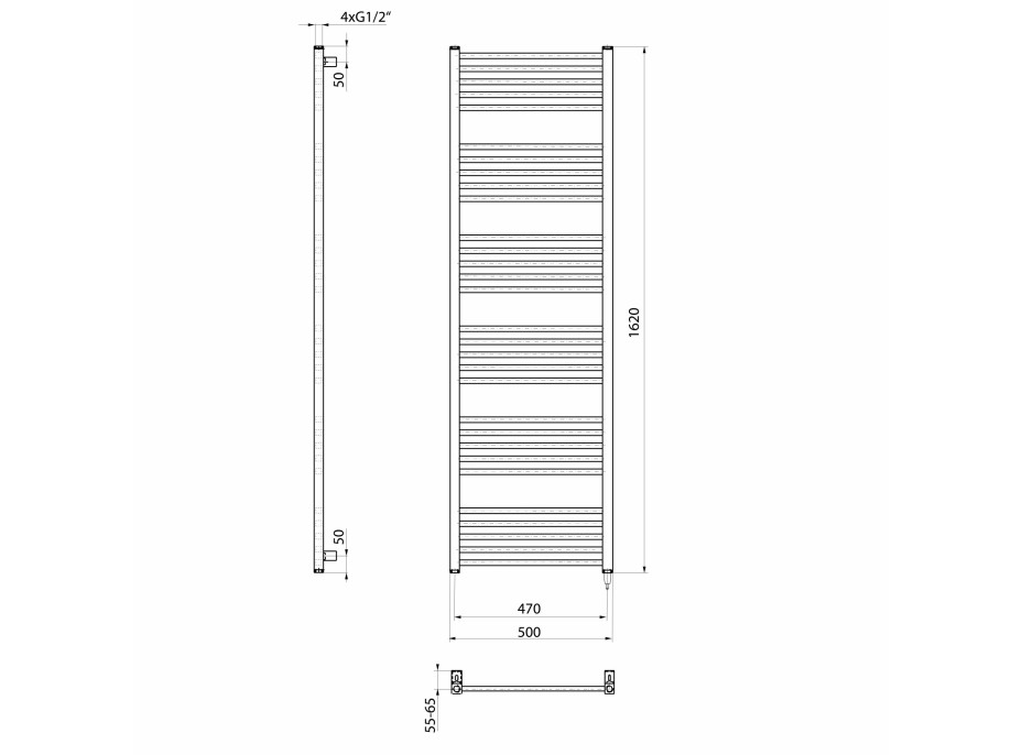 Sapho METRO-E elektrické otopné těleso rovné 600x1620 mm, 800 W, bílá ME616