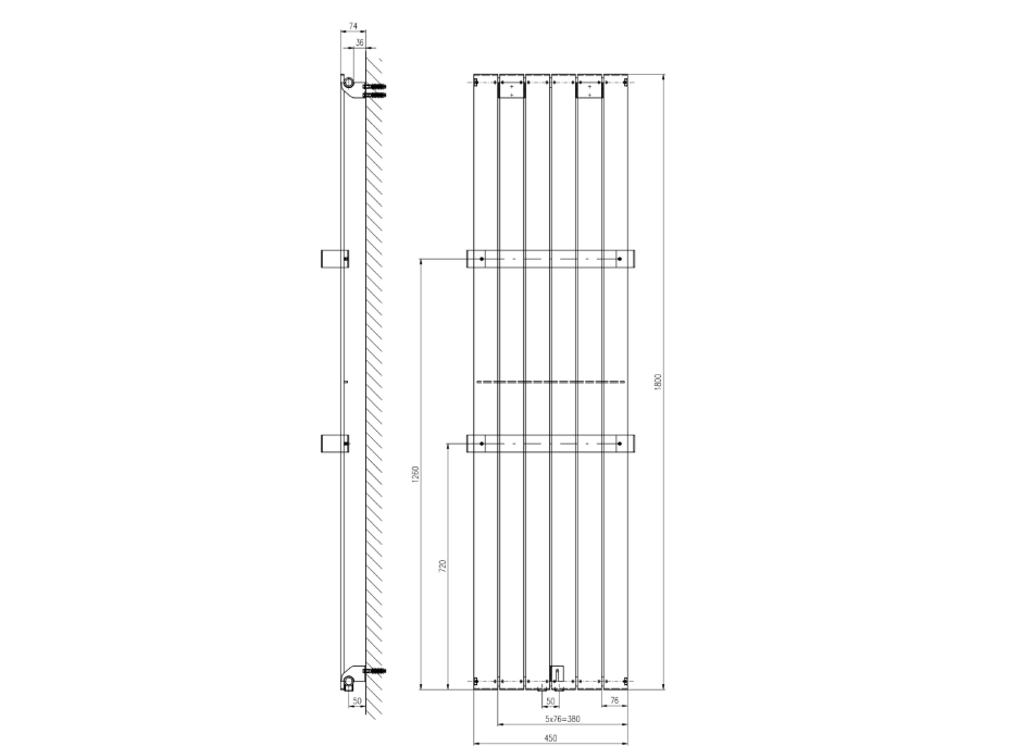 Sapho COLONNA otopné těleso 450x1800 mm, břidlice s texturou IR147