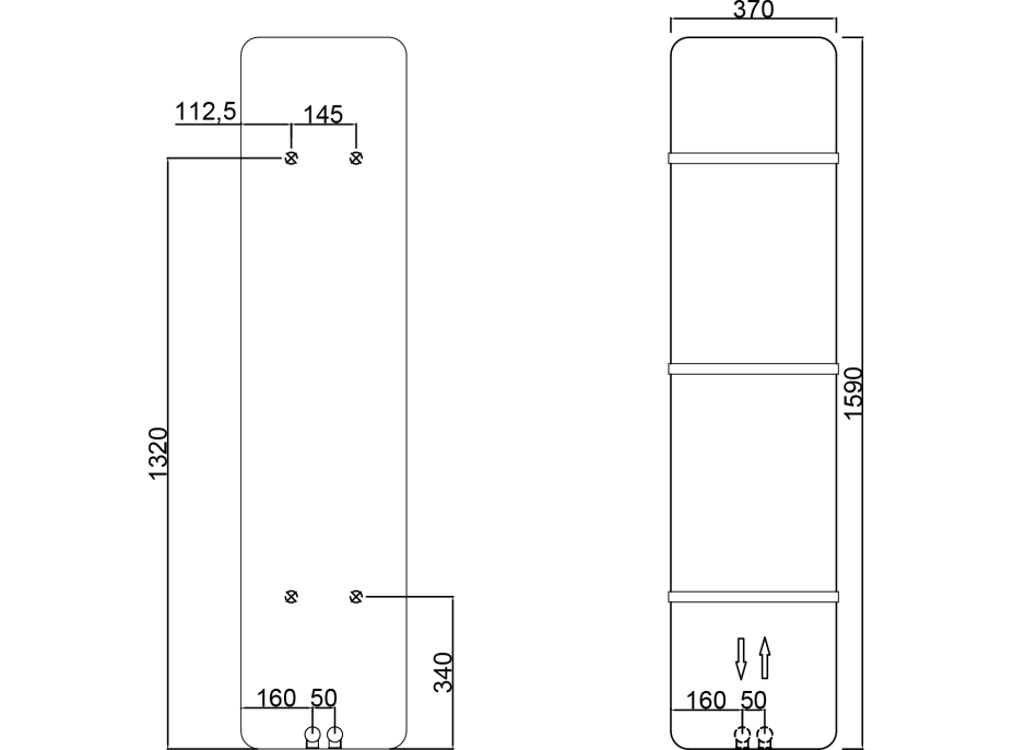 Sapho TABELLA otopné těleso 370x1590 mm, bílá mat MI1537