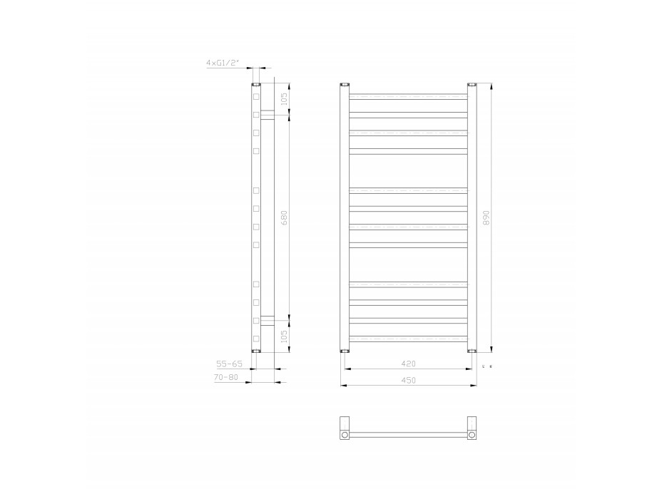 Sapho METRO otopné těleso 450x890 mm, bílá IR400T