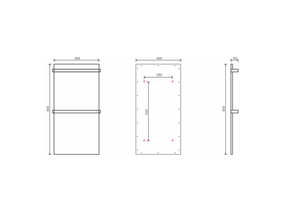 Sapho ELMIS elektrický sušák ručníků 400x800 mm, 120 W, hliník, černá mat EB430