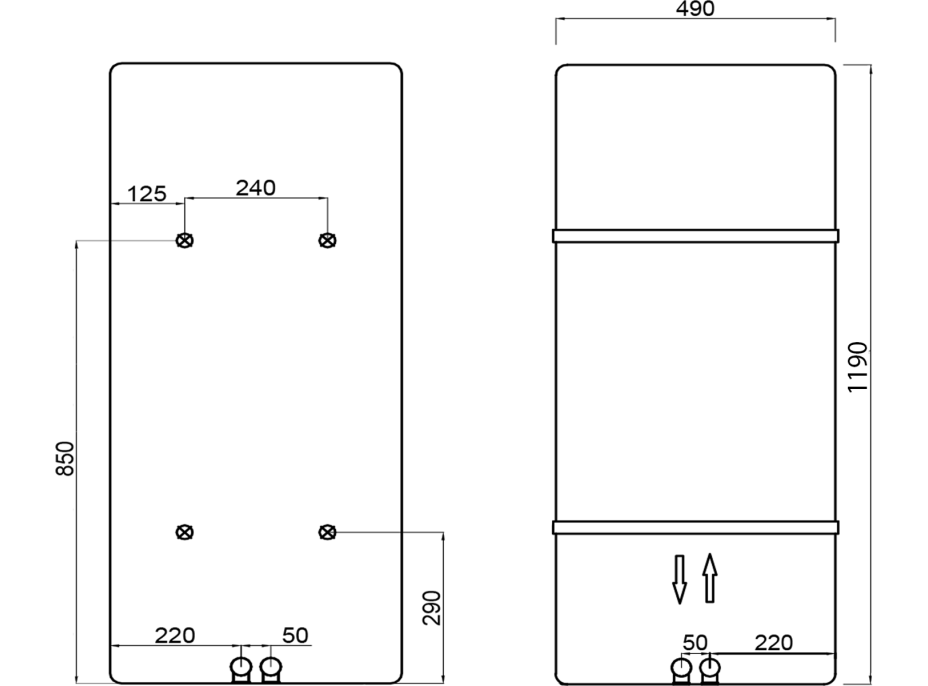 Sapho TABELLA otopné těleso 490x1190 mm, černá mat MI1147