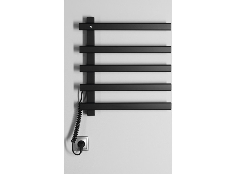 Sapho ELCOR elektrický sušák ručníků 480x520x50 mm, 63 W, černá mat EB530