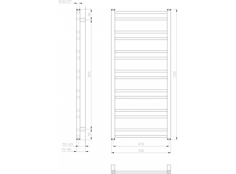 Sapho METRO DOS otopné těleso 500x1100 mm, bílá mat IR432T