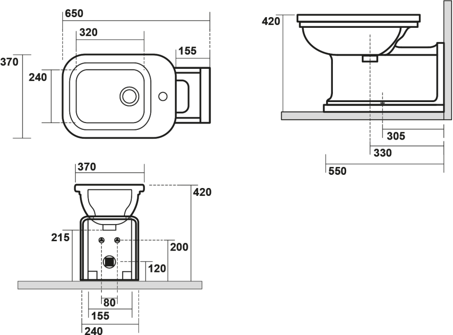 Kerasan WALDORF bidet 37x65cm, bílá 4120K1