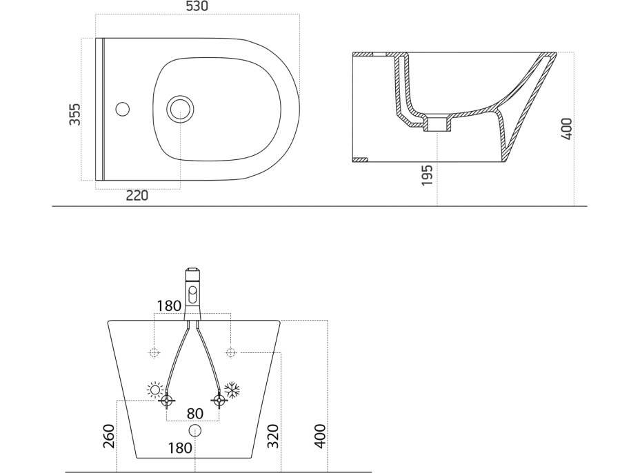 Sapho AVVA bidet závěsný 35, 5x53 cm, bílá 100324