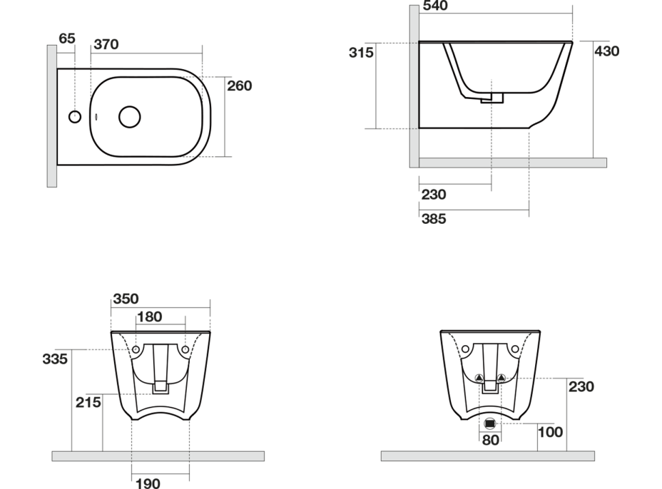 Kerasan TRIBECA bidet závěsný 35x54cm, bílá 512501