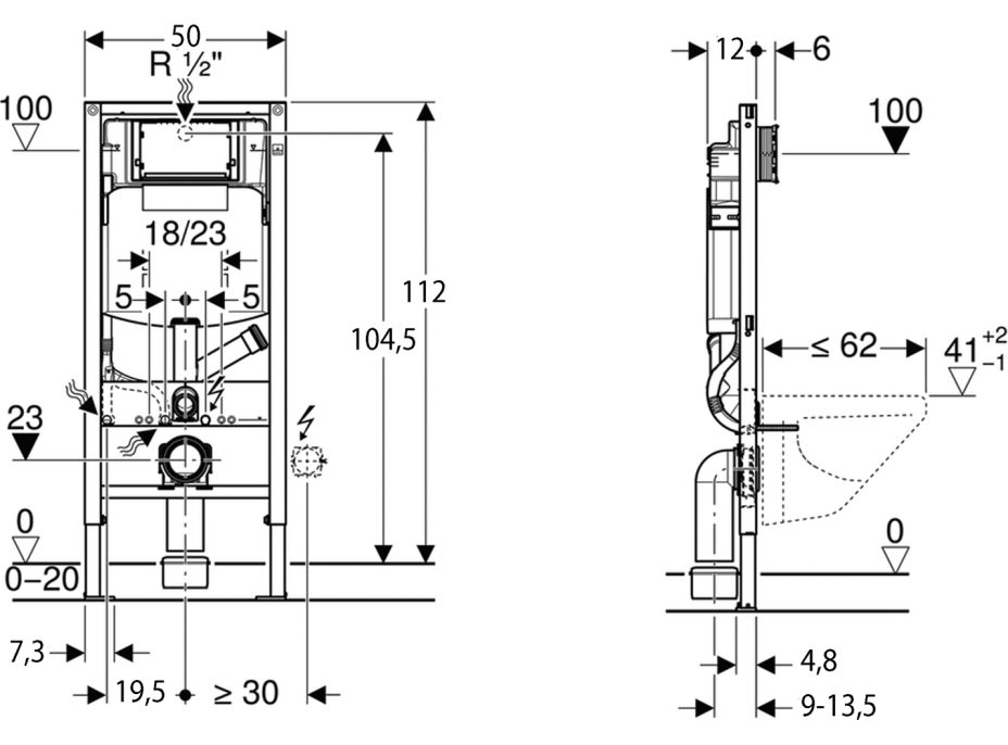 Geberit GEBERIT DUOFIX podomítková nádržka Sigma 12cm, pro odsávání zápachu 111.364.00.5