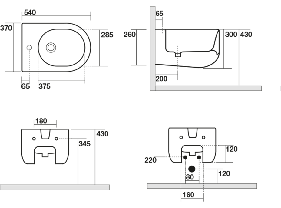 Kerasan FLO bidet závěsný 37x54cm, bílá 312301