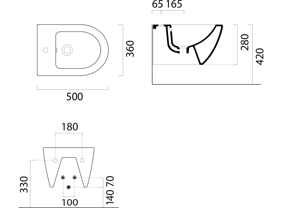 GSI PURA bidet závěsný 36x50cm, černá mat 8864126