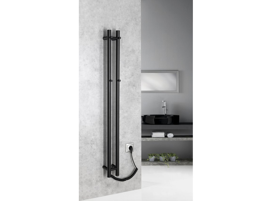 Sapho PAPINADO elektrický sušák ručníků 109x1200mm, 40W, černá mat ER340