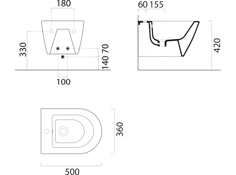 GSI KUBE X bidet závěsný 36x50cm, bílá ExtraGlaze 9464111