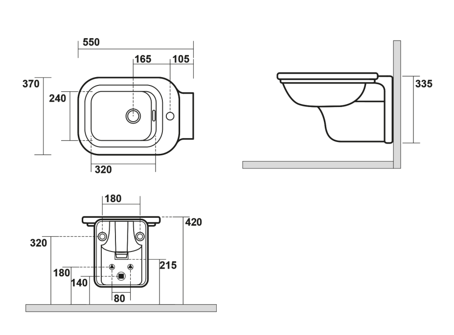 Kerasan WALDORF bidet závěsný 37x55cm, bílá 4125K1