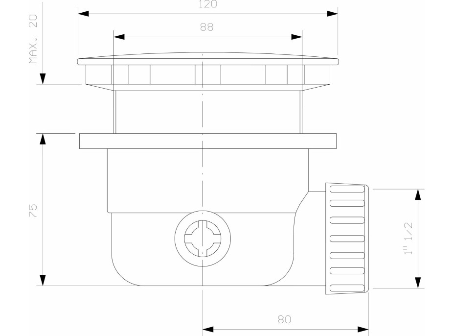 Polysan Vaničkový sifon, průměr otvoru 90 mm, DN40, krytka zlato mat 1711GB