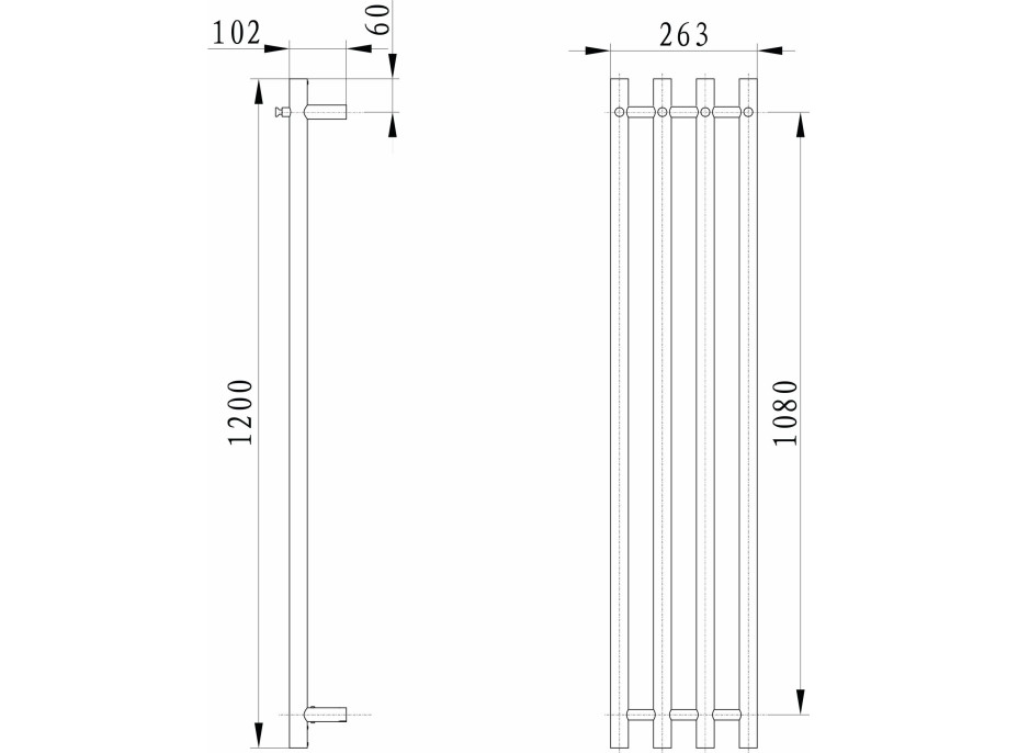 Sapho PAPINADO elektrický sušák ručníků 263x1200mm, 85W, chrom ER750