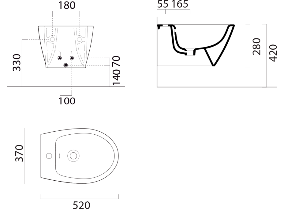 GSI MODO bidet závěsný 37x52cm, bílá mat 9864109