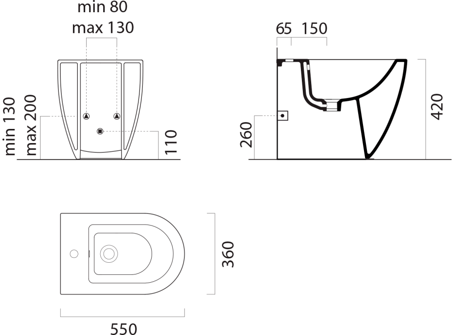 GSI PURA BIG bidet stojící 36x55cm, ghiaccio mat 8872115