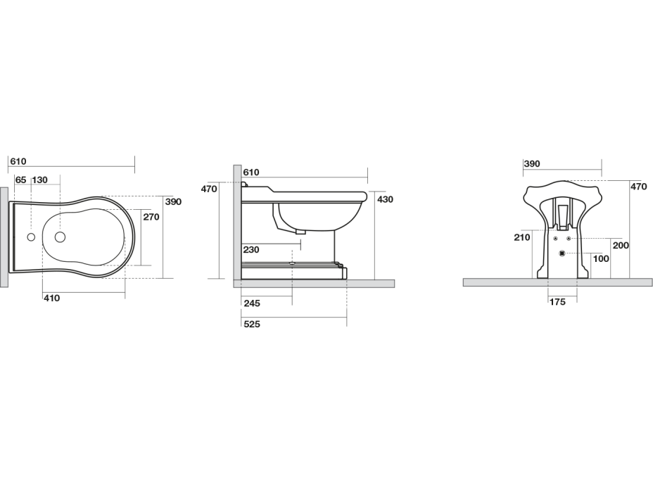 Kerasan RETRO bidet stojící 39x61cm, černá mat 102231