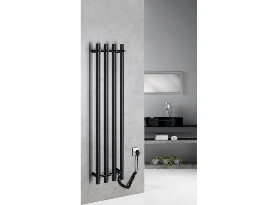Sapho PAPINADO elektrický sušák ručníků 263x1200mm, 85W, černá mat ER350
