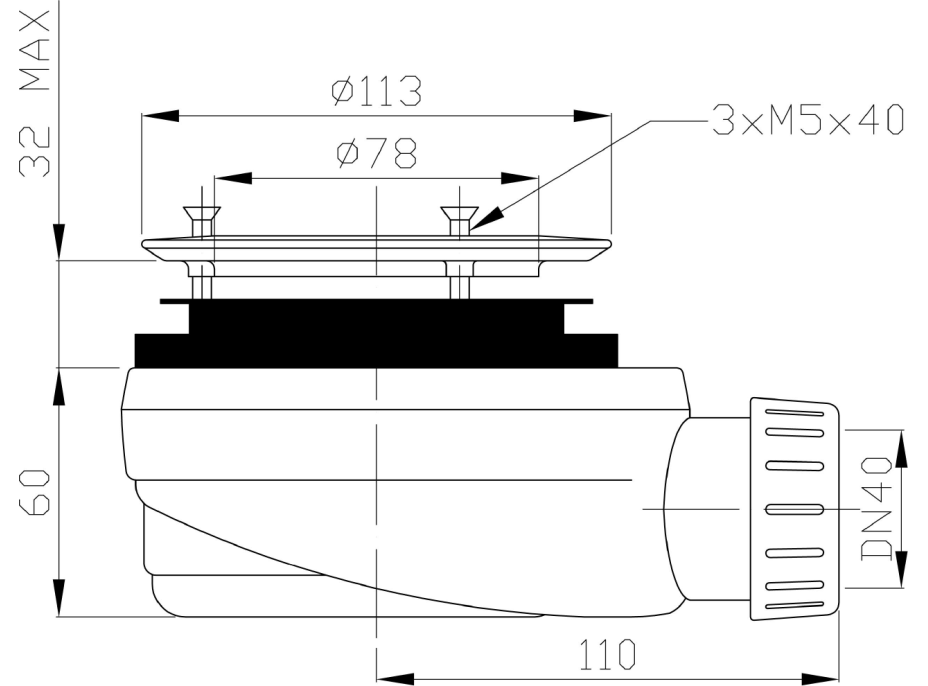 Gelco GELCO vaničkový sifon, průměr otvoru 90mm, DN40, nízký, pro vaničky s krytem PB90EXN MINUS