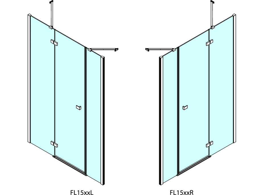 Polysan FORTIS LINE sprchové dveře do niky trojdílné 1400mm, čiré sklo, pravé FL1514R