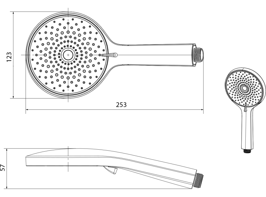 Sapho Ruční masážní sprcha, 4 režimy sprchování, průměr 123mm, chrom 1204-10