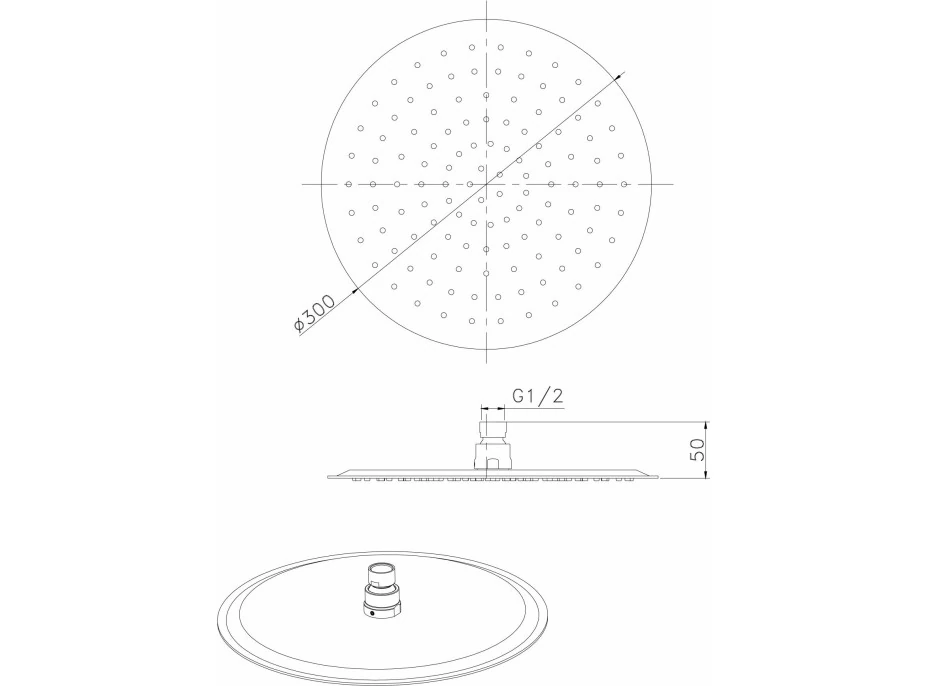 Sapho SLIM hlavová sprcha, průměr 300mm, zlato mat MS573GB