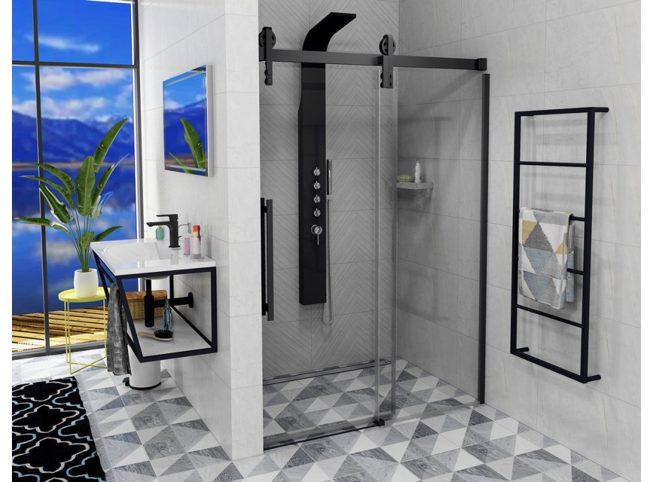 Gelco VOLCANO BLACK sprchové dveře 1800 mm, čiré sklo GV1418