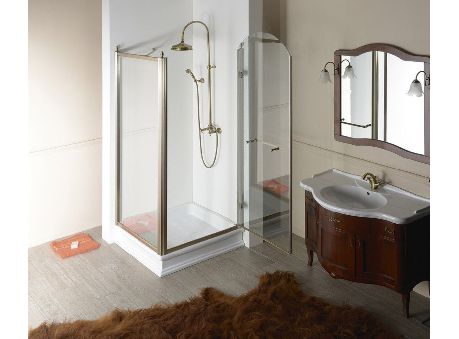 Gelco ANTIQUE sprchové dveře otočné, 900mm, pravé, ČIRÉ sklo, bronz GQ1390RC