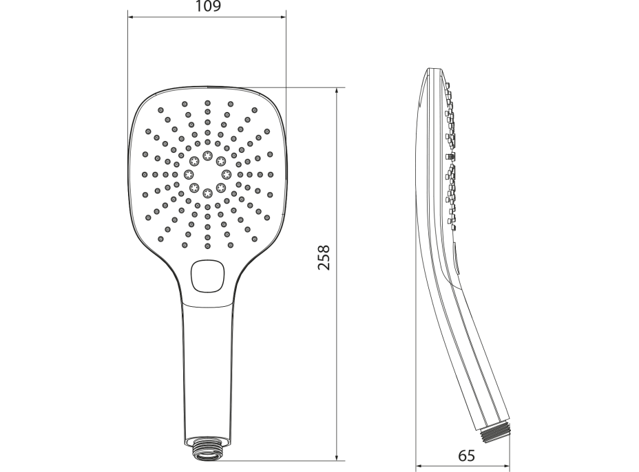 Sapho Ruční masážní sprcha s tlačítkem, 3 režimy sprchování, 109x109mm, ABS/chrom 1204-52
