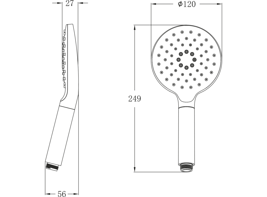 Sapho Ruční masážní sprcha otočná, 3 režimy, průměr 120mm, ABS/chrom 1204-32