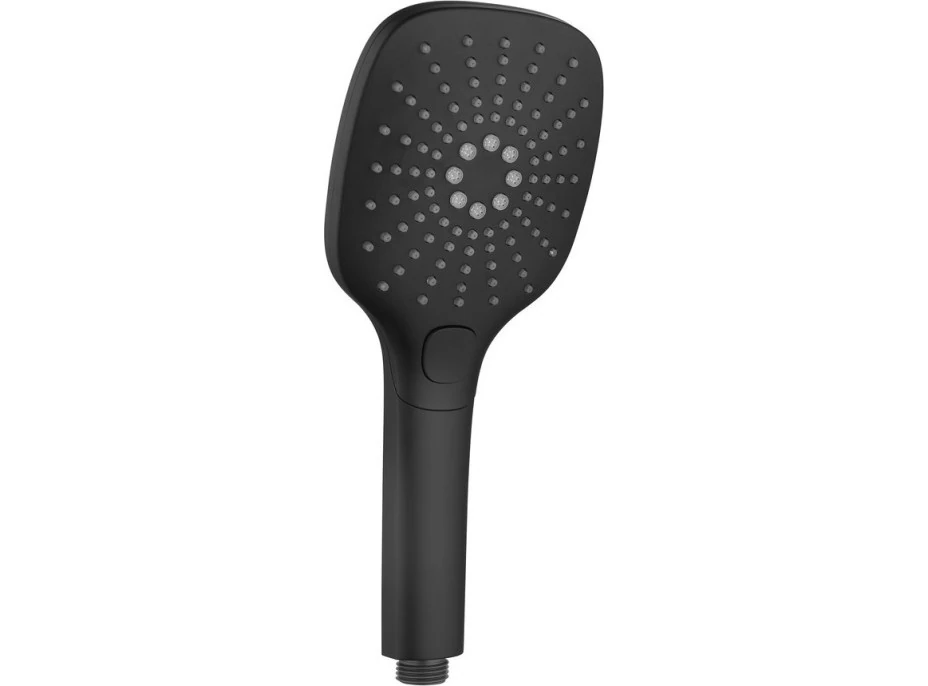Sapho Ruční masážní sprcha s tlačítkem, 3 režimy sprchování, 109x109mm, ABS/černá mat 1204-52B