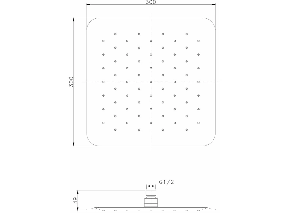 Sapho SLIM hlavová sprcha, 300x300mm, zlato mat SL101GB